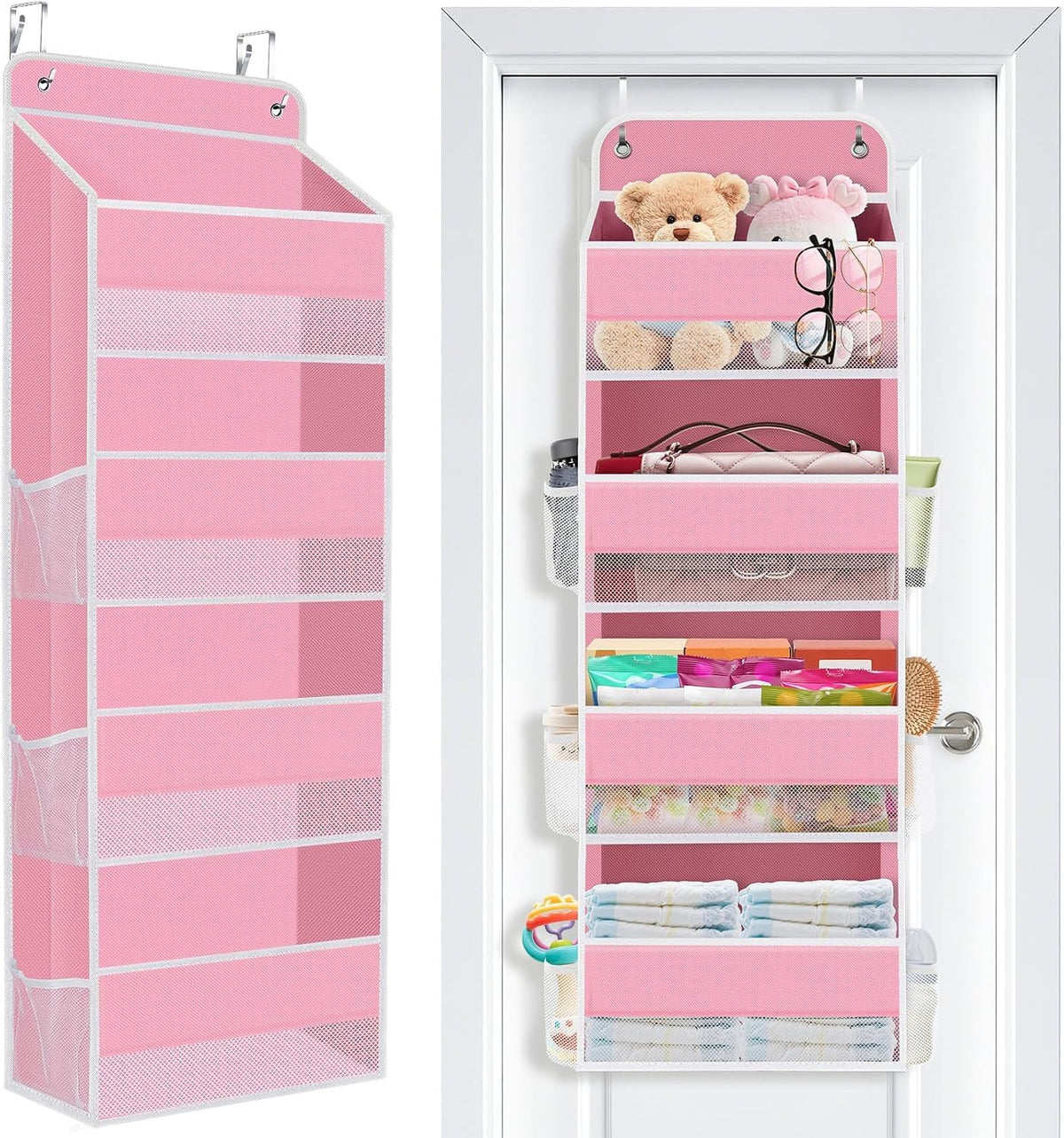 Over the Door Organizer, 4 Large Pocket Hanging Storage with 40Lb Capacity