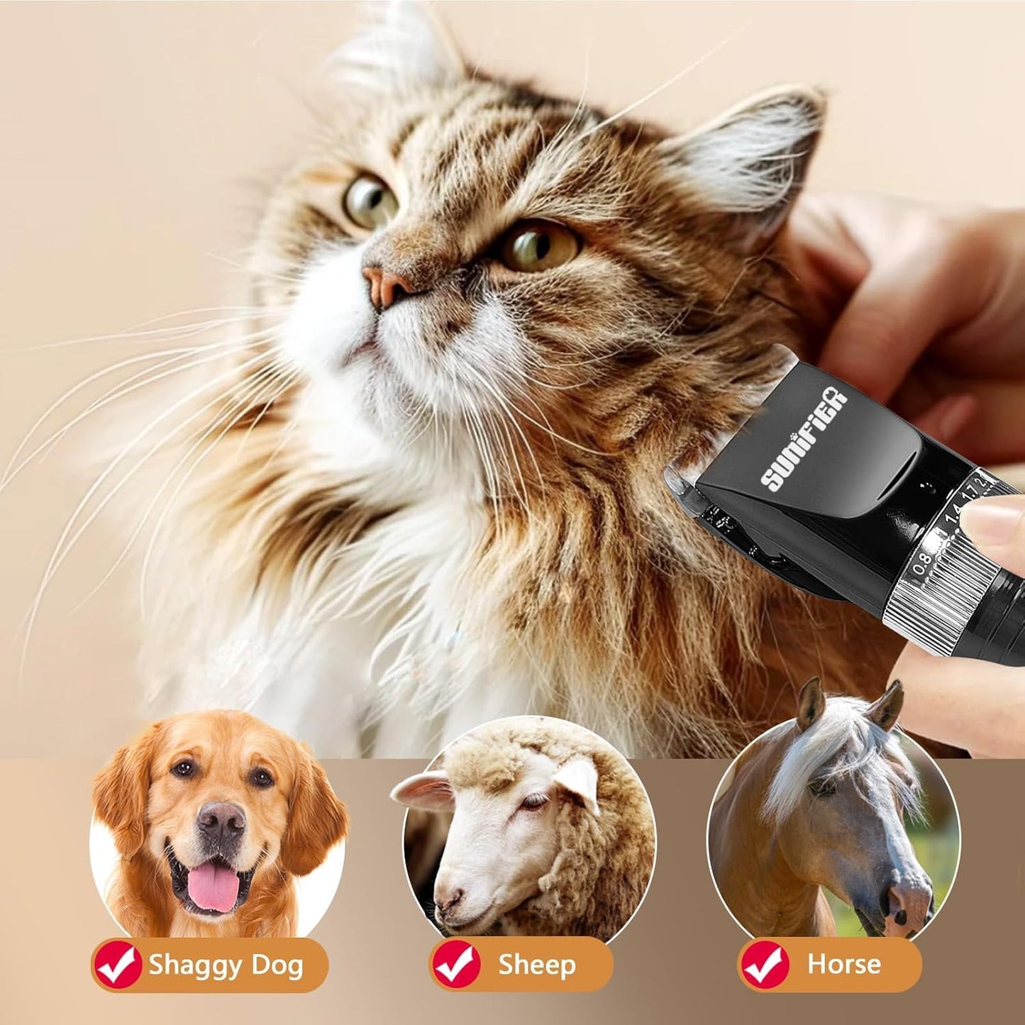 Professional Dog Grooming Clippers for Thick Coat - Dog Hair Trimmer for Grooming Kit- Sheep Shears for Thick Hair – Pet Grooming Clippers for Dogs, Cats, Sheeps, Horse (Black)
