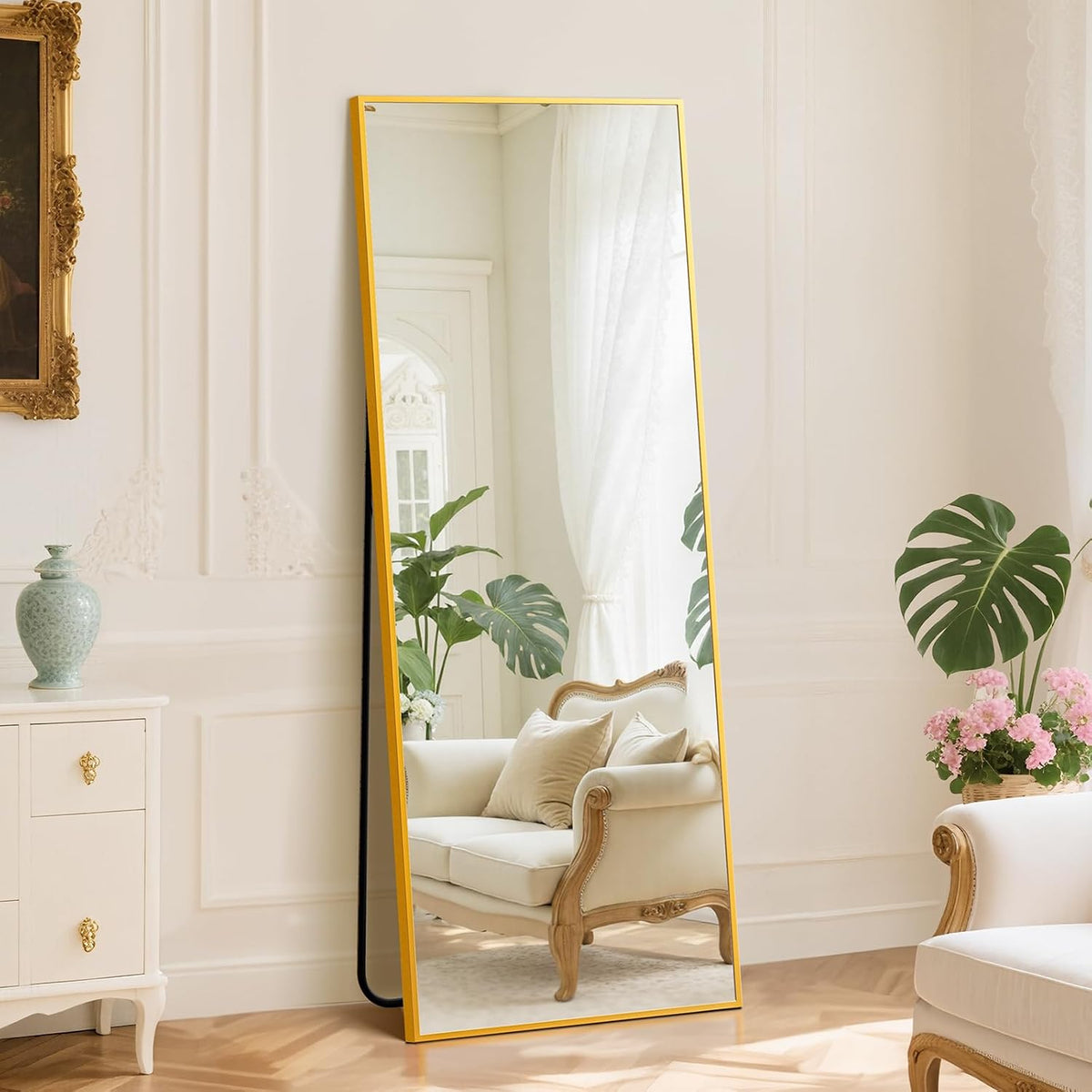 DUMOS 24"X65" Full Length Floor Mirror, Full Body Mirror with Stand