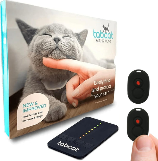 Tabcat V2 Cat & Kitten Tracker - No Subscription | 2 Lightweight Homing Tags, Cases & Tracking Handset | RF Technology, More Accurate than GPS | Track 2 Cats Indoors & Outdoors to 2.5 Cm & 150 M Range