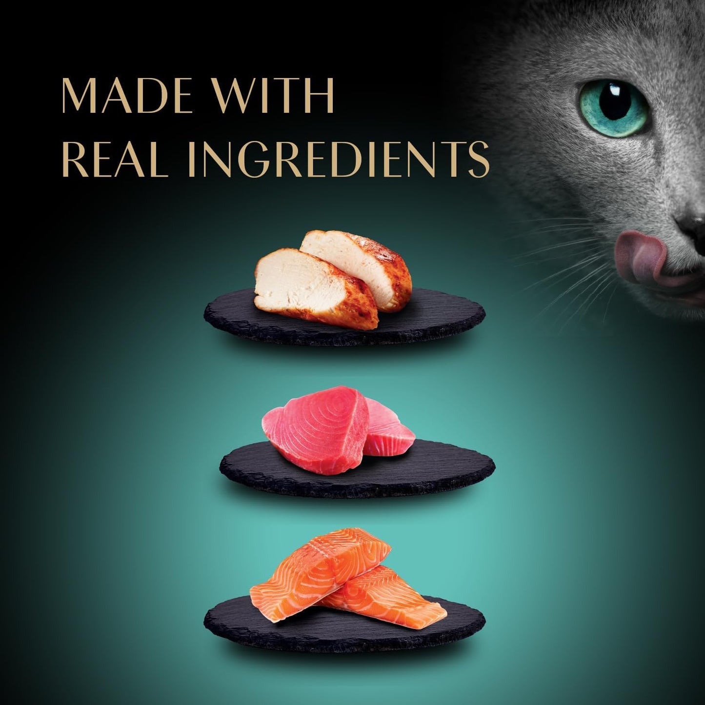 Sheba Premium Puree Cat Treats Lickable Roasted Chicken Flavor, Smoked Salmon Flavor, and Seared Tuna Flavor, 0.49 Oz. Tubes, 24 Count