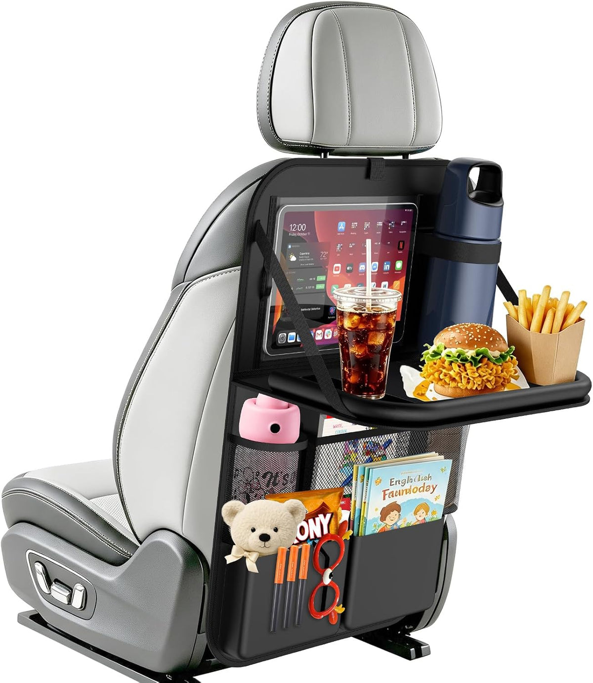 Car Backseat Organizer with Foldable Table Tray