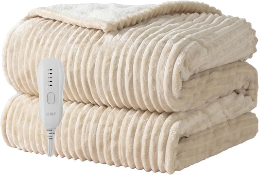 Texciting Heated Blanket 50"X60",Soft Electric Blanket,Etl Certified,Beige