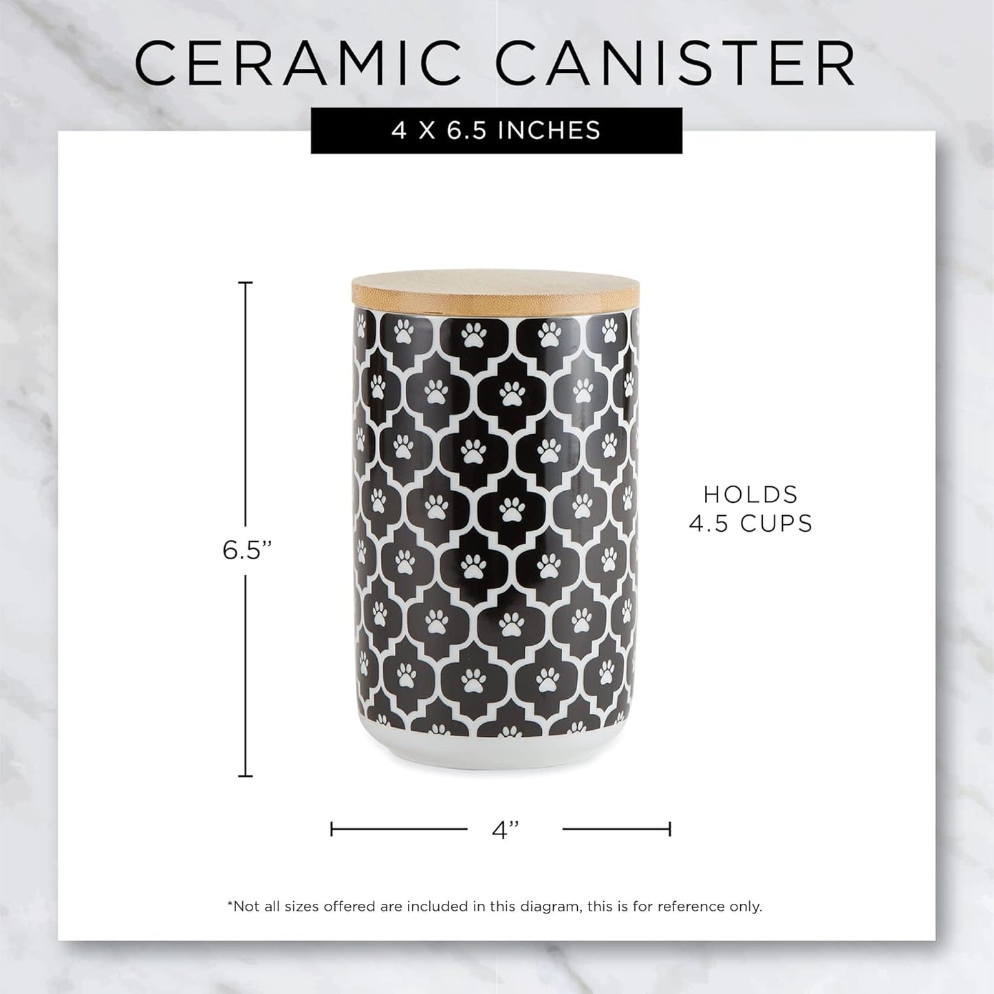 Bone Dry Lattice Collection Pet Bowl & Canister, Treat Canister, 4X6.5 Inches, Stone (Pack of 6)