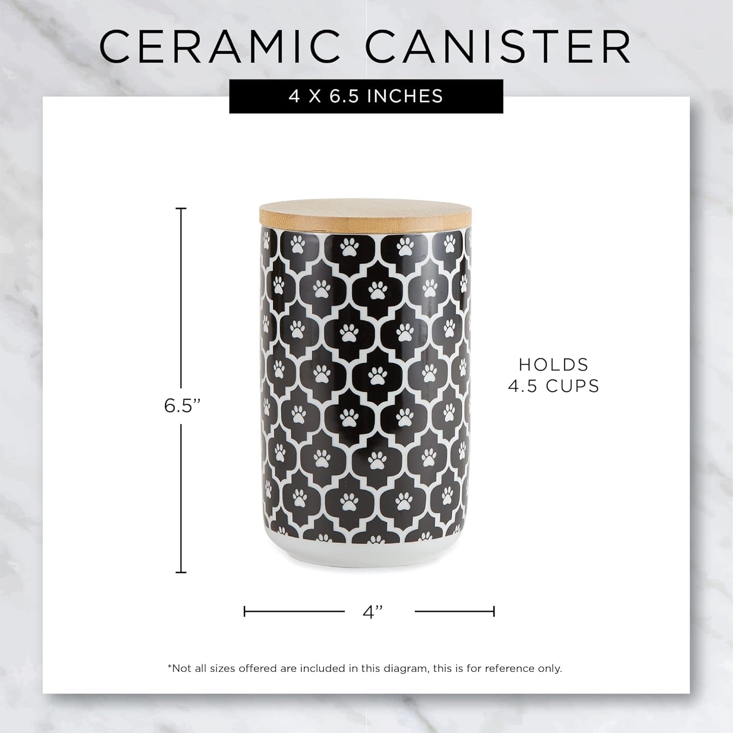 Bone Dry Lattice Collection Pet Bowl & Canister, Treat Canister, 4X6.5 Inches, Stone (Pack of 6)