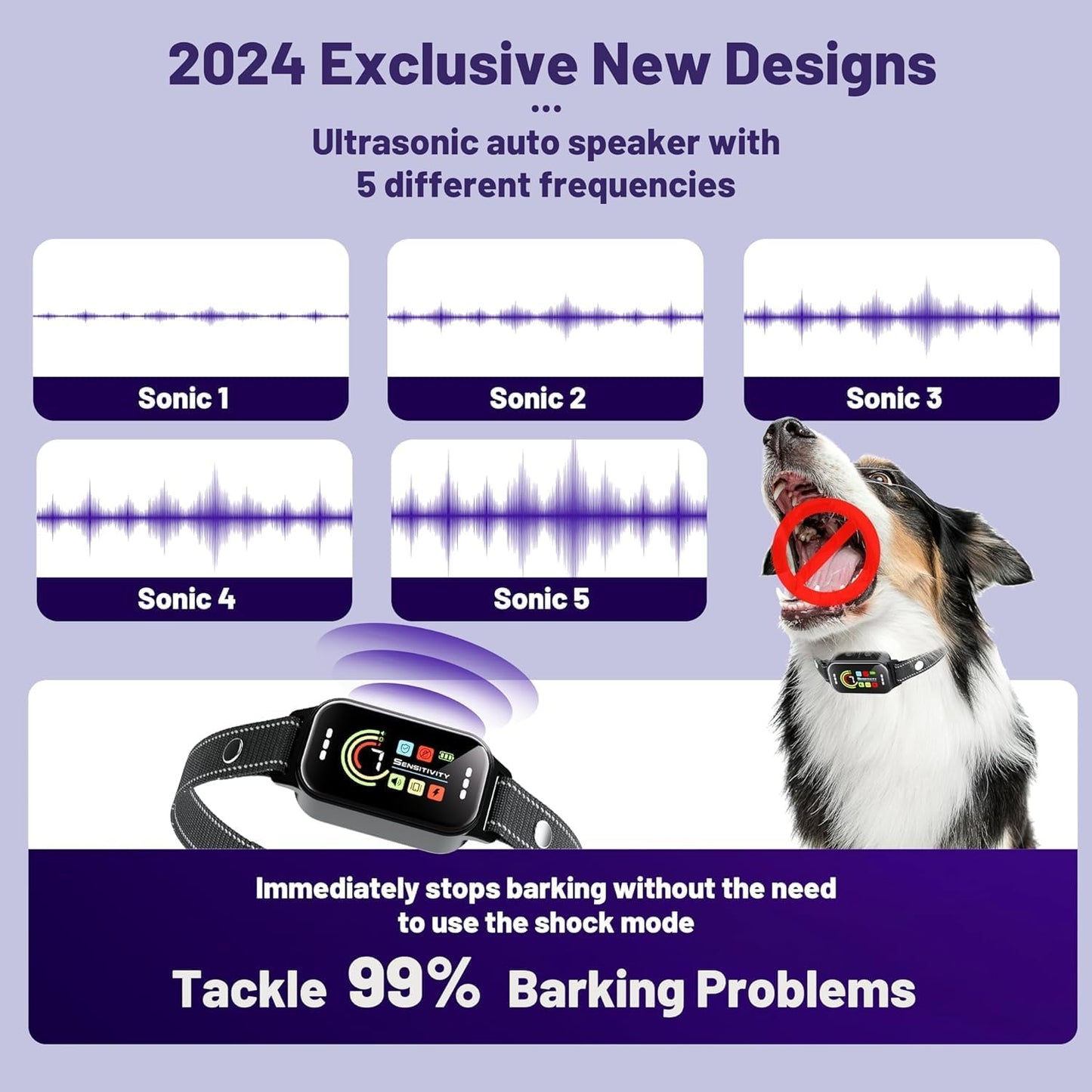 Bark Collar 2 Pack,Bark Collar for Large Medium Small Dogs 8-120Lbs,Rechargeable anti Bark Training Collar with 7 Adjustable Sensitivity, Barking Collar with Beep Vibration