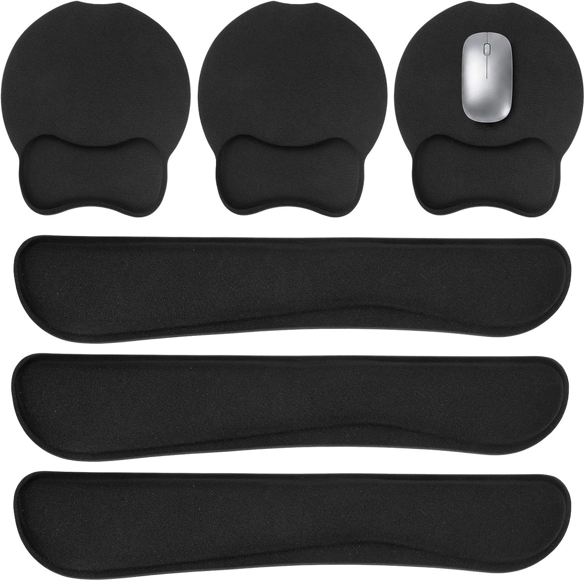 6 Pcs Mouse Pad and Keyboard Wrist Rest, Keyboard and Mouse Pad Set with Wrist Support, Ergonomic Memory Foam Wrist Rest for Computer Keyboard Office, Gaming, Computer, Laptop, Typing Comfort