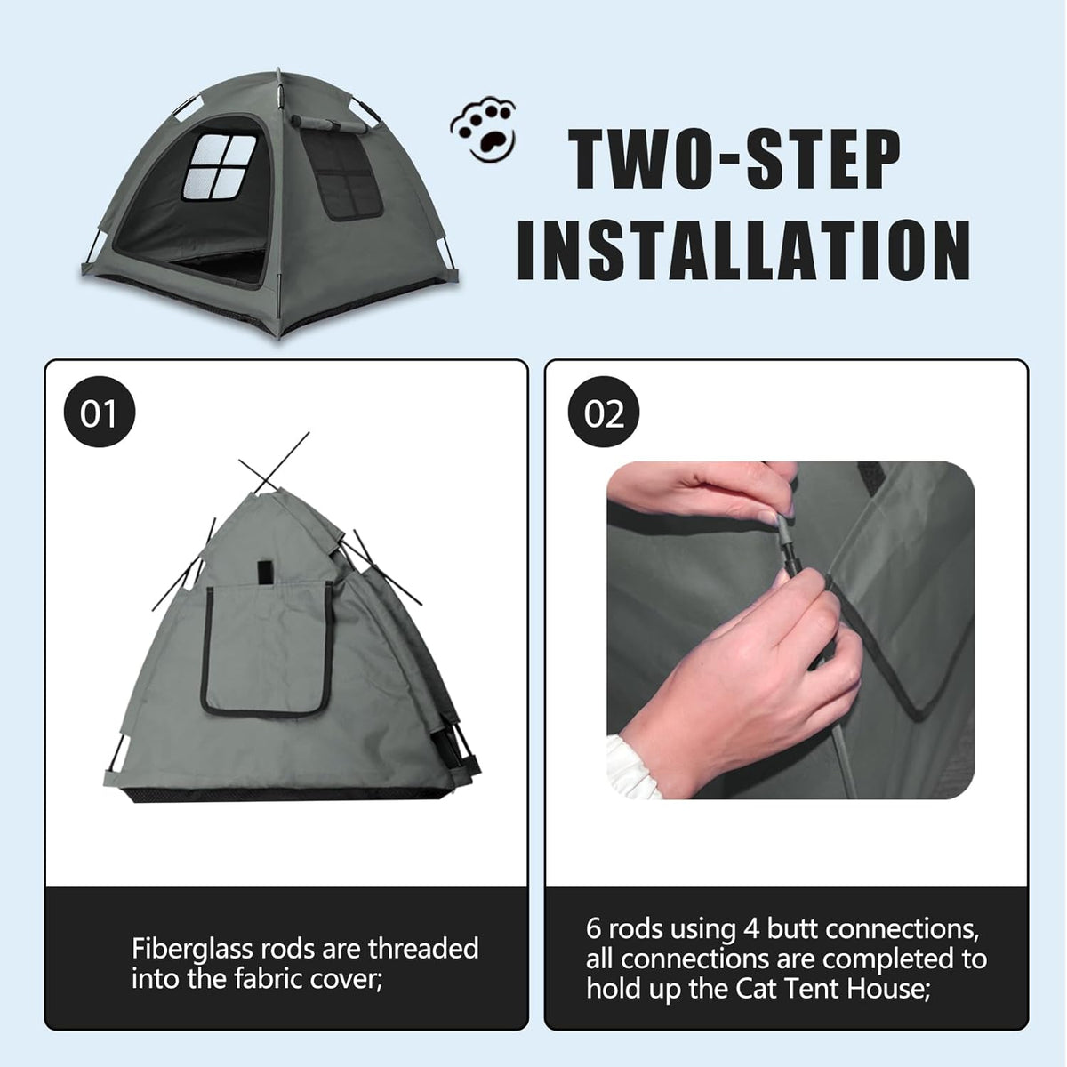 Anti-Anxiety Open Pet Tent for Cats & Dogs, Calming Hideaway