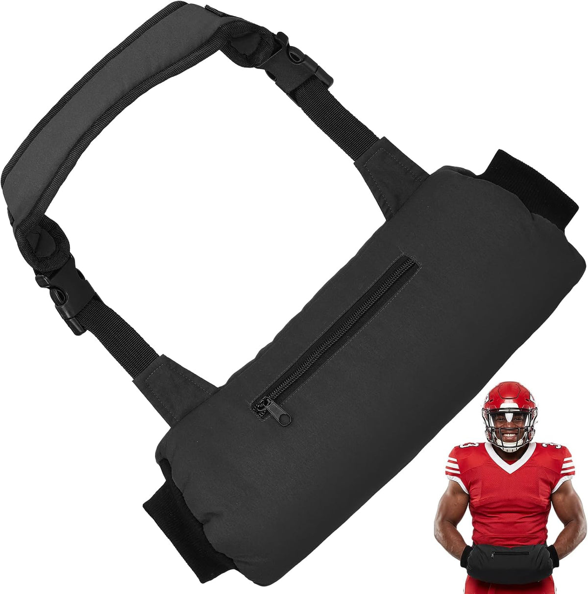 Windproof Football Hand Warmer Pouch with Zipped Pocket & Adjustable Strap