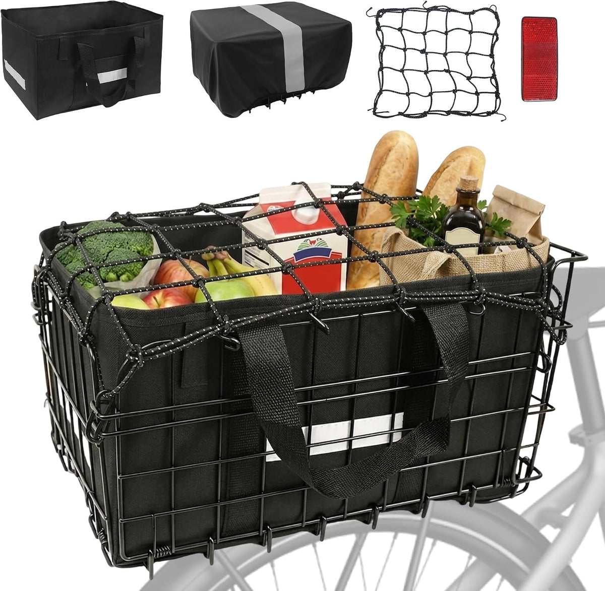 Wdmiya Bike Basket Rear, Foldable Ebike Rear Basket