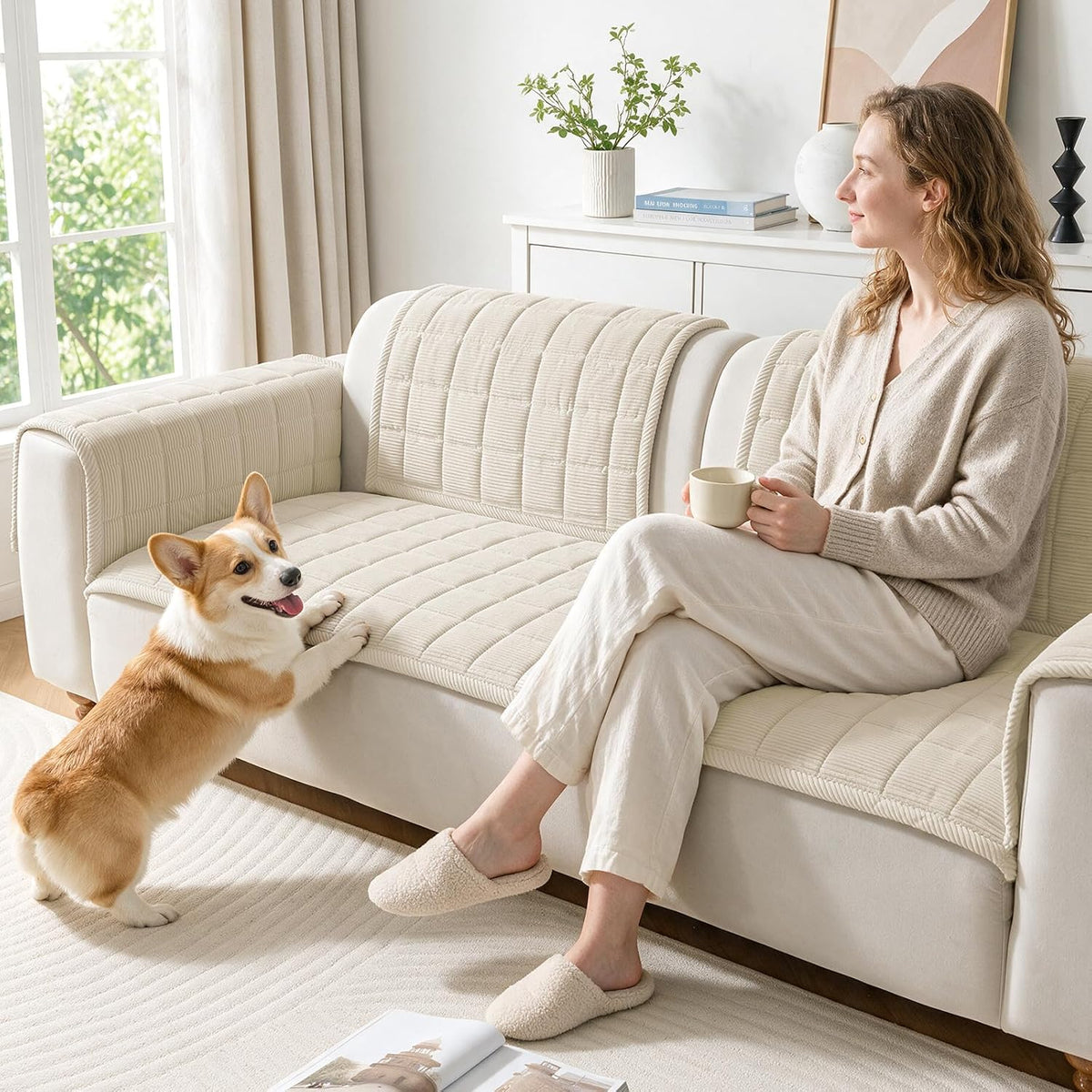 Couch Cover for Dogs Non-Slip Pet Couch Cover for Sofa Plush Protector