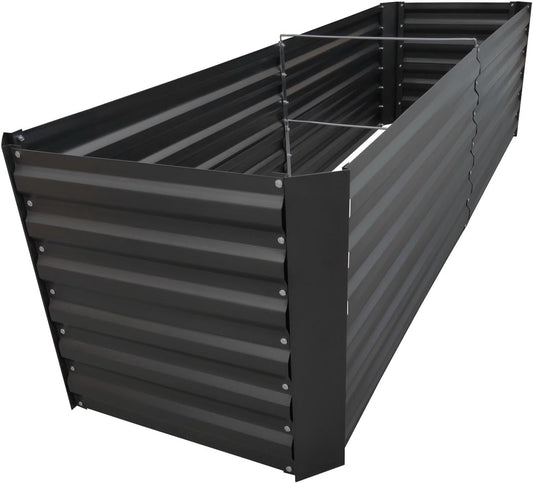 6X2X2Ft Black Metal Raised Garden Bed Kit, Galvanized Outdoor Planter Box for Vegetables, Flowers, Herbs, Succulents and More