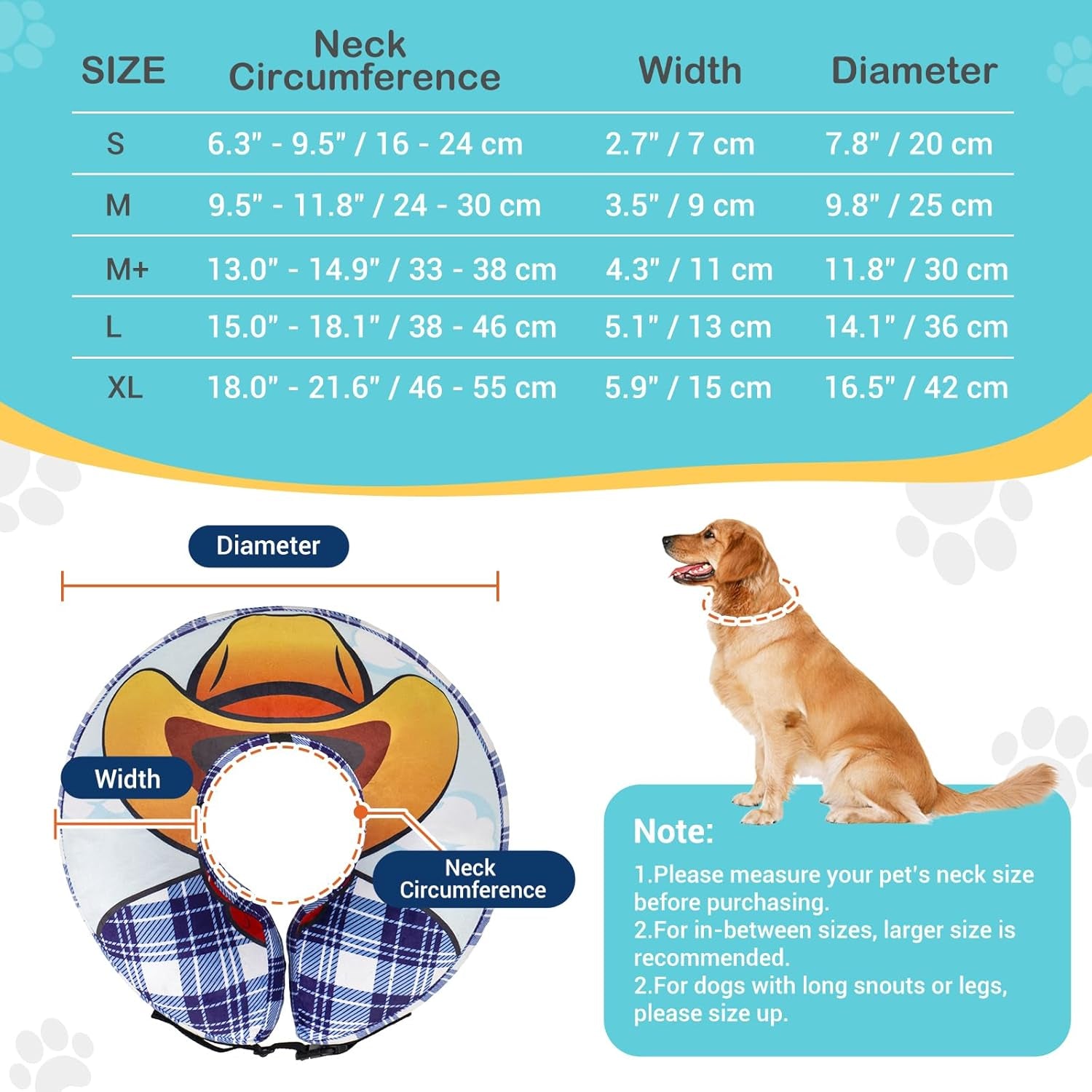 Avont Inflatable Dog Cone Collar after Surgery, Soft Dog Donut Collar to Stop Licking, E Collar Cone Alternative for Small Medium Large Dogs -Cowboy(S)
