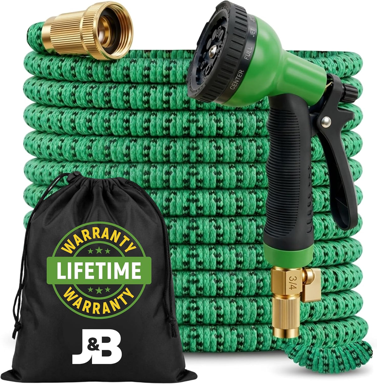 J&B Xpandahose 50Ft Expandable Garden Hose, Lightweight, Brass Connectors