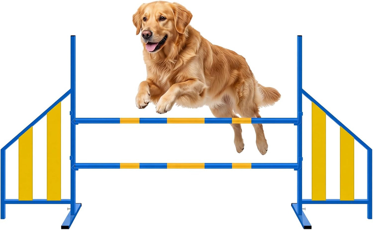 Seenelling Dog Agility Jump with Wing Bars, Adjustable Metal Hurdle