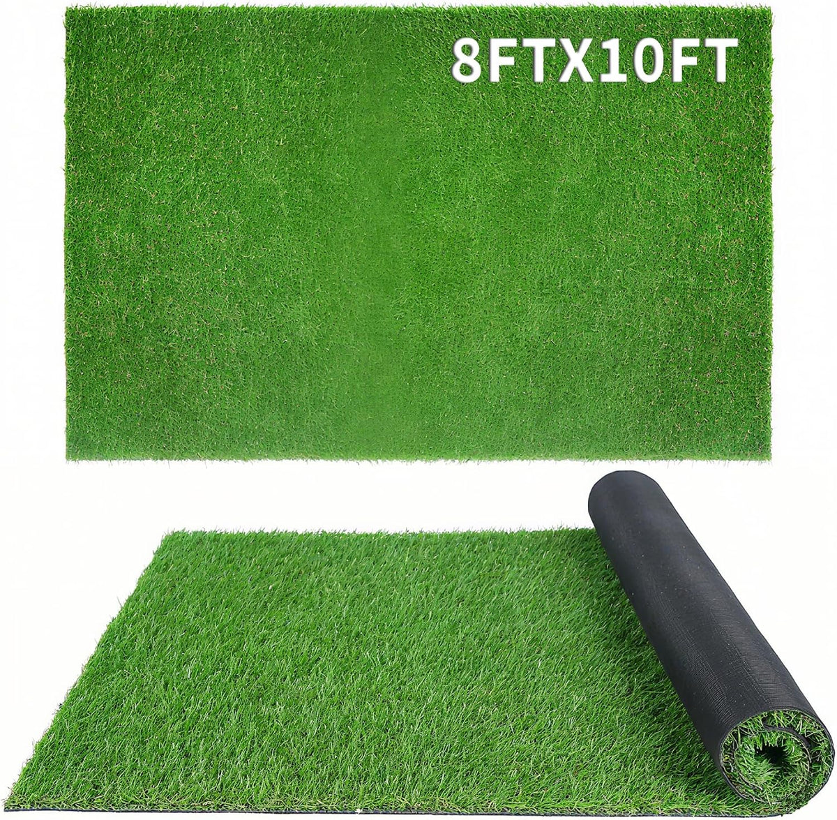 XLX TURF Realistic Artificial Turf Grass 8 FT X 10 FT - Large Fake Grass Carpet Indoor Outdoor Rug for Patio Balcony Dogs Pets Kennel Flooring Kids Playground - Low Pile