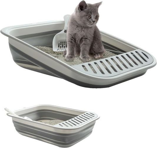 Low Entry Kitten Litter Box Collapsible Shallow Litter Box