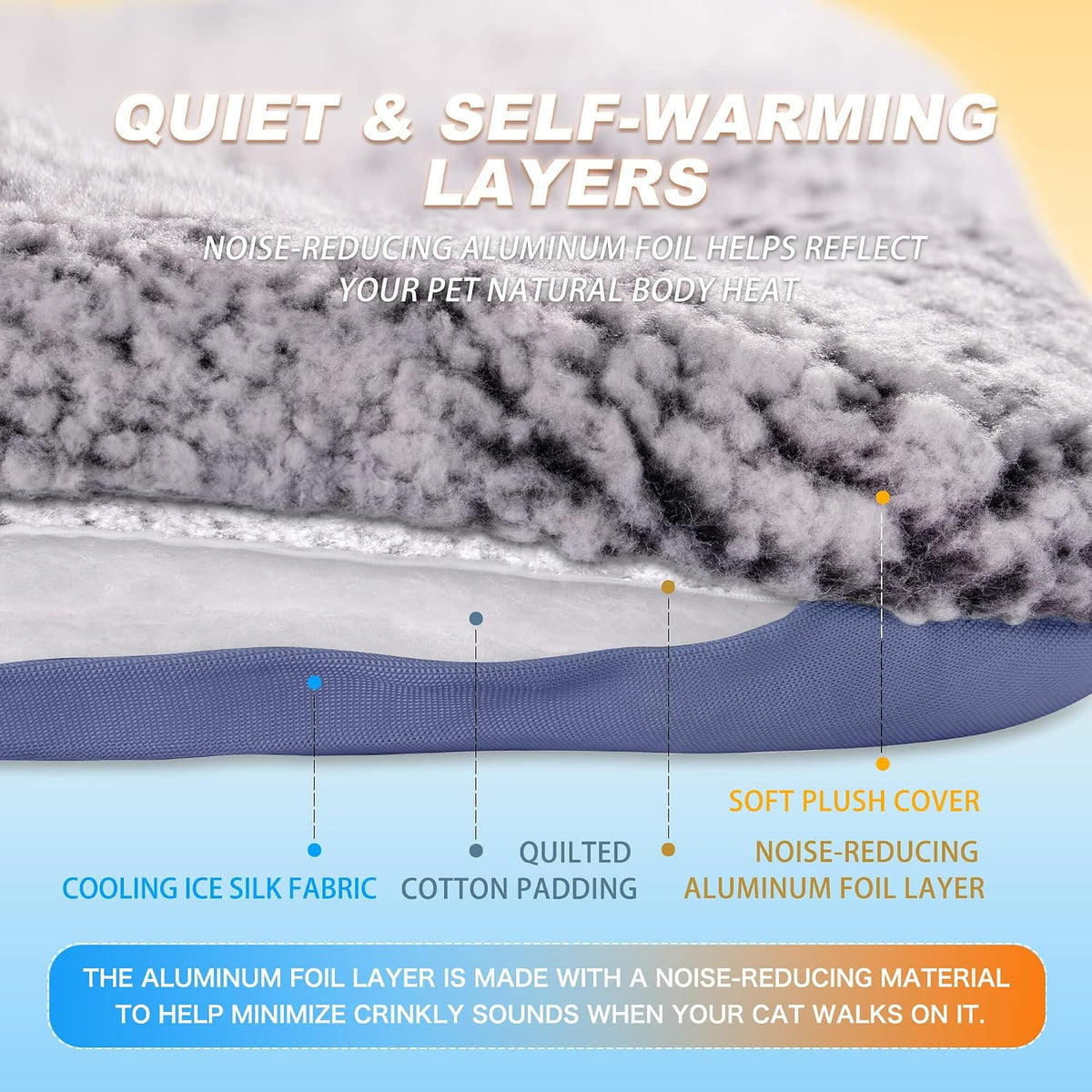 Self Warming Cat Bed, Reversible Cooling Mat for Cats, Dark Blue, 18X24 In
