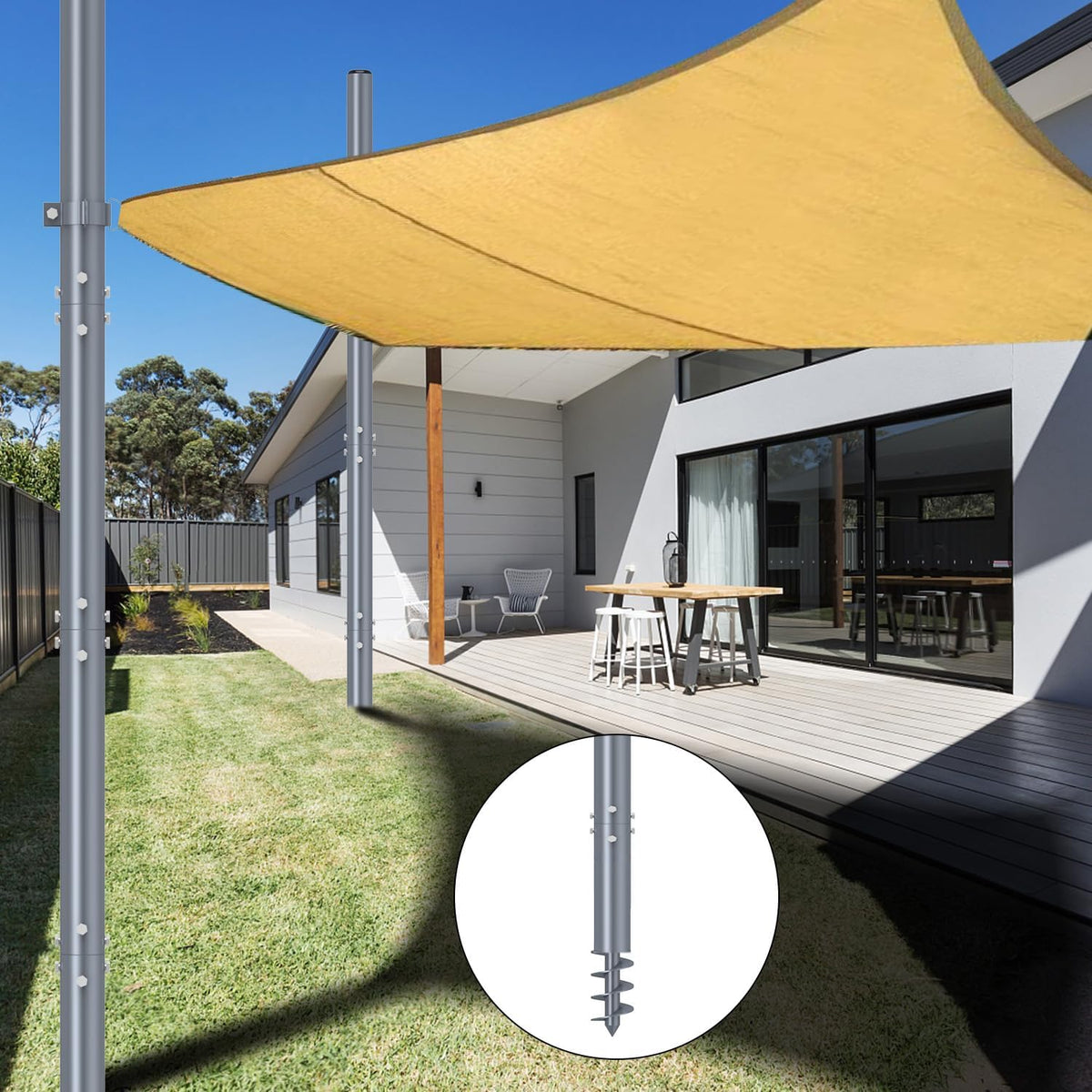 Shade Sail Poles 12 Ft, Heavy Duty Outdoor Sun Shades Poles 2 PCS