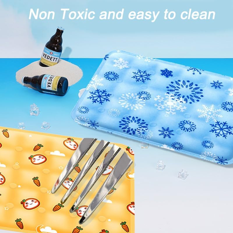 Upgraded Dog Cooling Mat 23.62” X 19.68” Pet Summer Self-Cooling Pad Easy Washable Comfortable Cooling Sleeping Bed for Dogs and Cats (L for Pets under 44Lb)