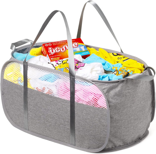 Pop up Laundry Hamper, Holds 1.5 Loads, Honeycomb Breathable Laundry Basket
