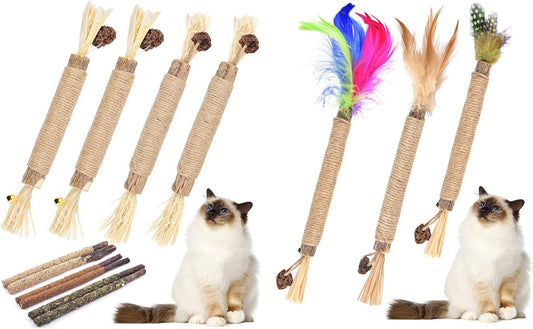 TINDTOP 13 Pack Silvervine Chew Sticks, Natural Catnip Chew Toys for Kittens Teeth Cleaning, Matatabi Dental Care, Increase Appetite, Calm Cat Anxiety and Stress