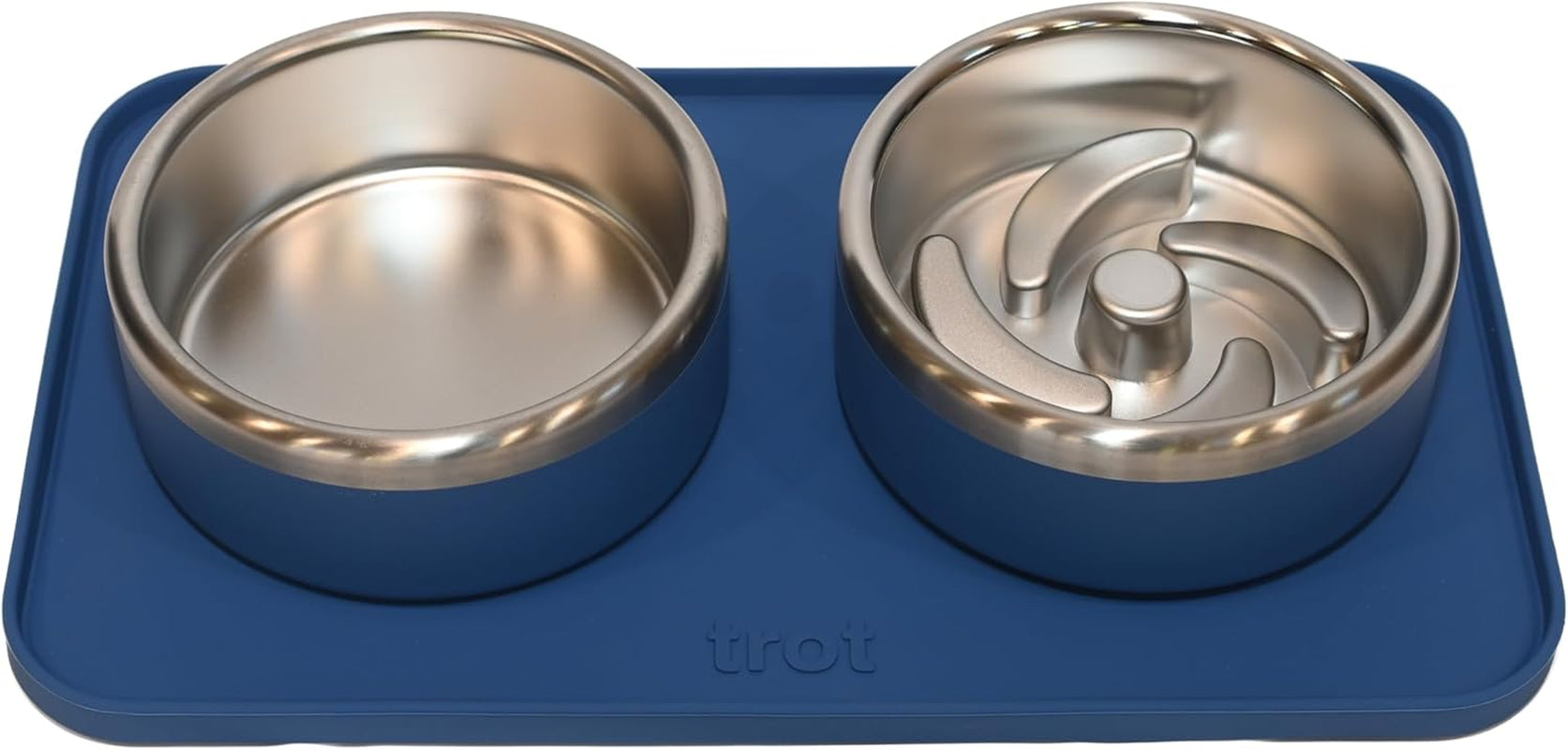 Trot Pets Premium Dog Bowls | Stainless Steel Bowl Set for Small, Medium, or Large Dogs | Non-Slip Food and & Water Slow Feeder | Durable, Bpa-Free, Anti-Skid, Dishwasher Safe (Cobalt, Small)