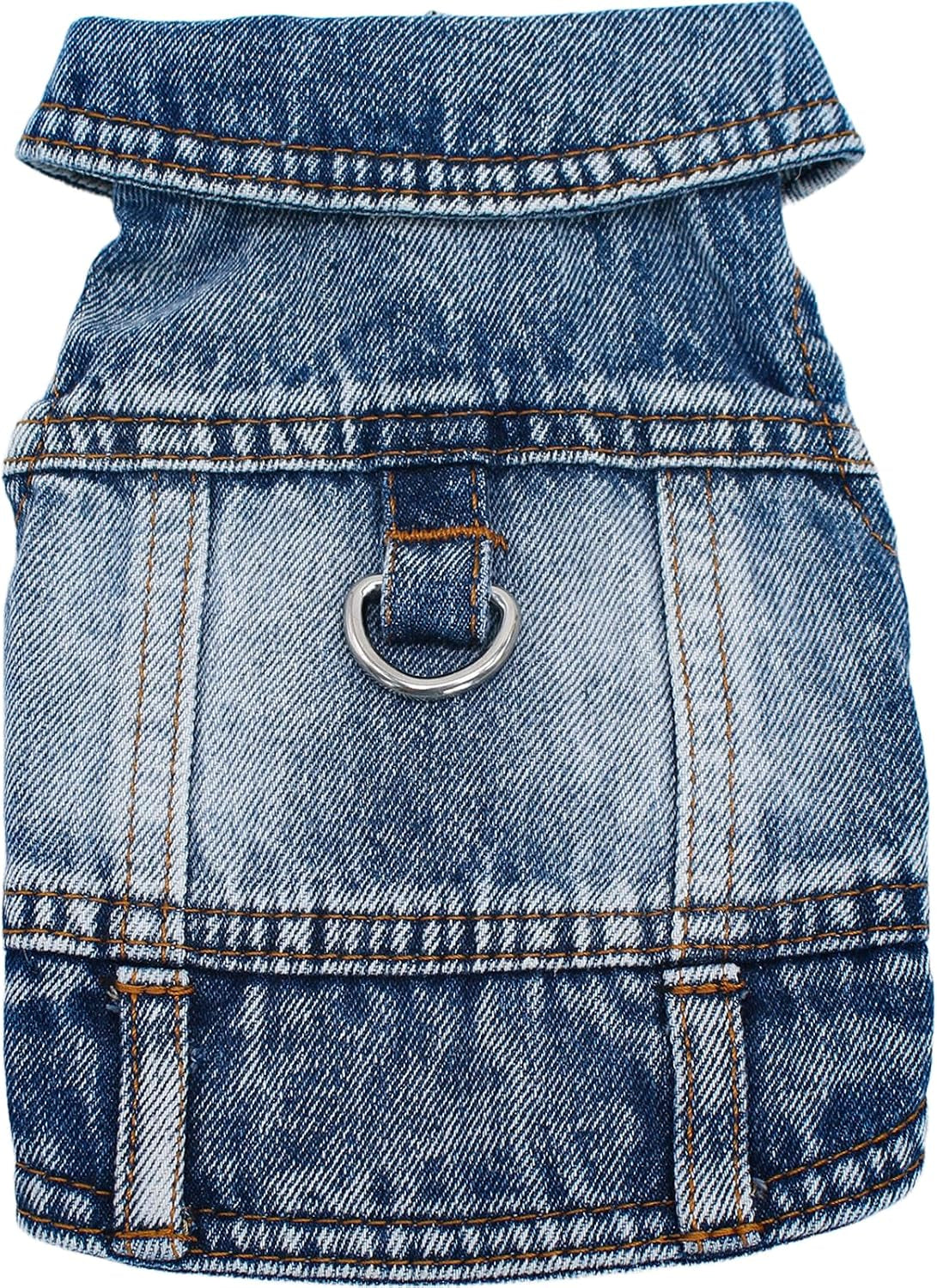 Puppy Dog Denim Jacket for Small Dogs Boy,With D-Ring Pet Clothes(S)