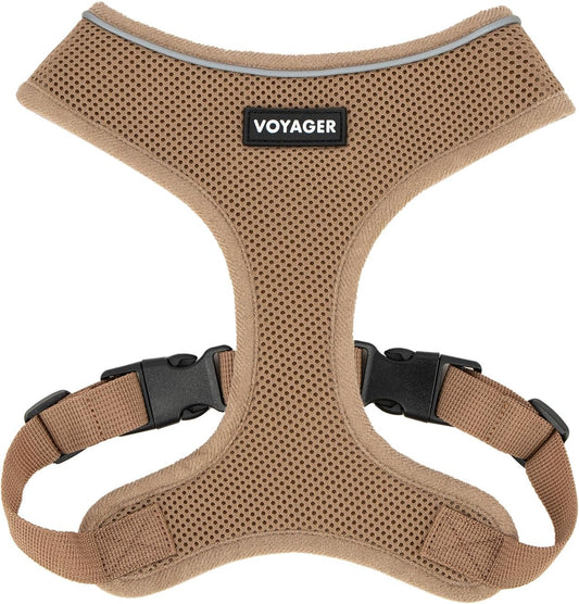 Best Pet Supplies Voyager Aerolite over the Head Dog Harness, No Pull Breathable Air Mesh Vest, Quick Dry with Reflective Stitching, Adjustable Escape Resistant Harness - Beige, Medium