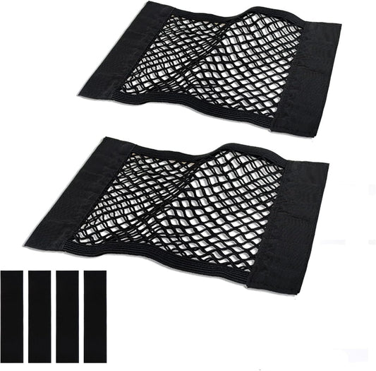 Universal Mesh Cargo Net for Car Trunk Storage,Elastic Small Automotive Cargo Net Pocket Wall Sticker Organizer Pouch Bag Storage for SUV,2 Pack with Tape Stickers