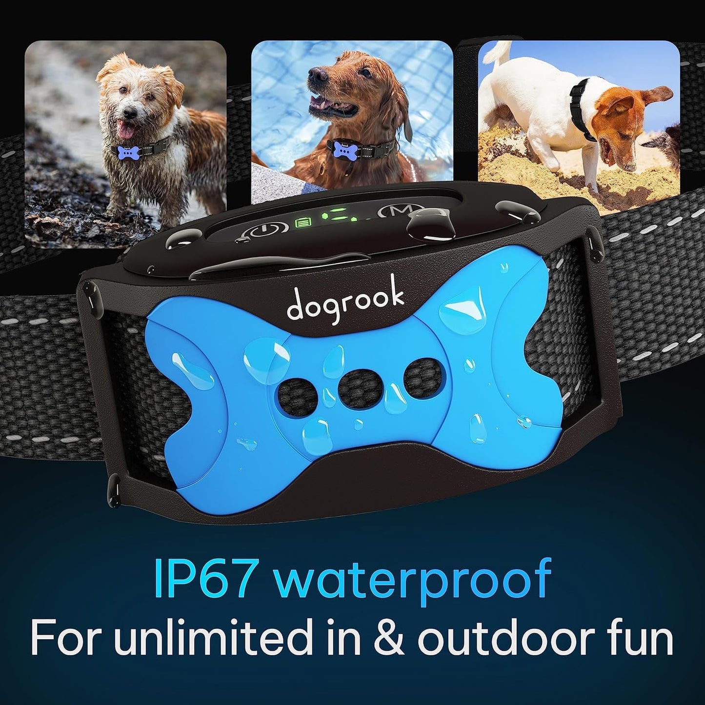 Dogrook Dog Bark Collar | Smart Collar for Dog Training | No Shock | Beep & Vibration | Rechargeable | No Bark Collar for Dogs | anti Bark Collar for Large Dog, Medium Dog, Small Dog | 12-110 Lbs