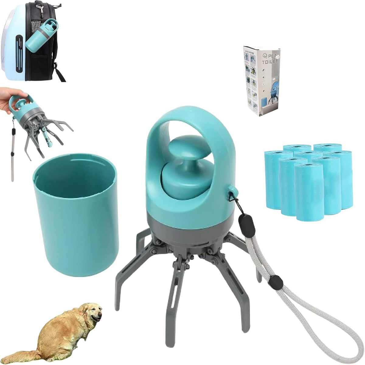 Portable Pet Pooper Scooper,Portable Pooper Scooper for Dogs,Portable Poop Scooper with Bags,Pooper Scoopers with Bag Attachment,With 15/60/120 PCS Bag Attachment. (120, Bags)