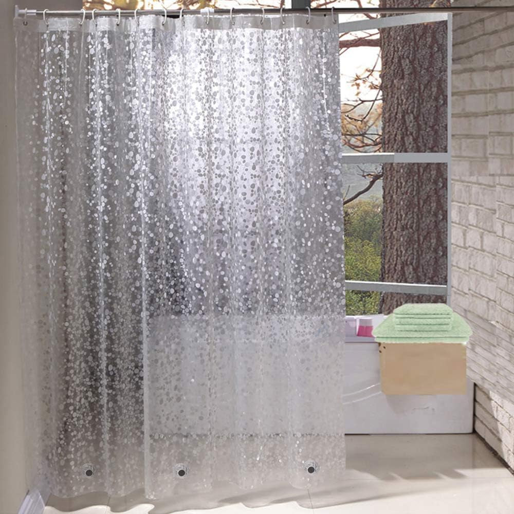Eurcross Extra Long Shower Curtain Liner 84 Inches Long,Weighted Bathroom Shower Curtain 72X84 Inch Liner with 5 Magnets, Heavy Duty, Semi Transparent, Cobblestone