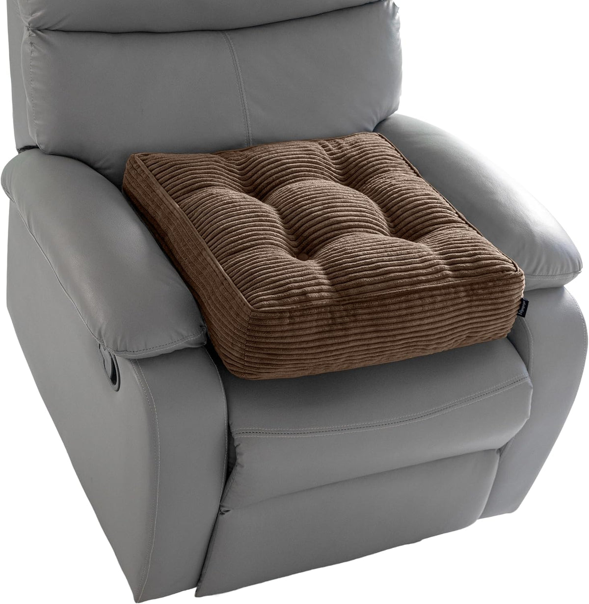 HIGOGOGO Tufted Corduroy Recliner Seat Cushion for Elderly, High Density Foam Large Square Seat Cushion for Recliner Chair, Floor Pillow, Office Chair, Car, No Pressure on Thighs, 20X20X4