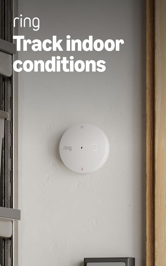 Ring Temperature & Humidity Sensor, Monitor Mold Risk & Indoor Climate, Get Alerts for Any Room, Stay Connected via Amazon Sidewalk, No Base Station Required