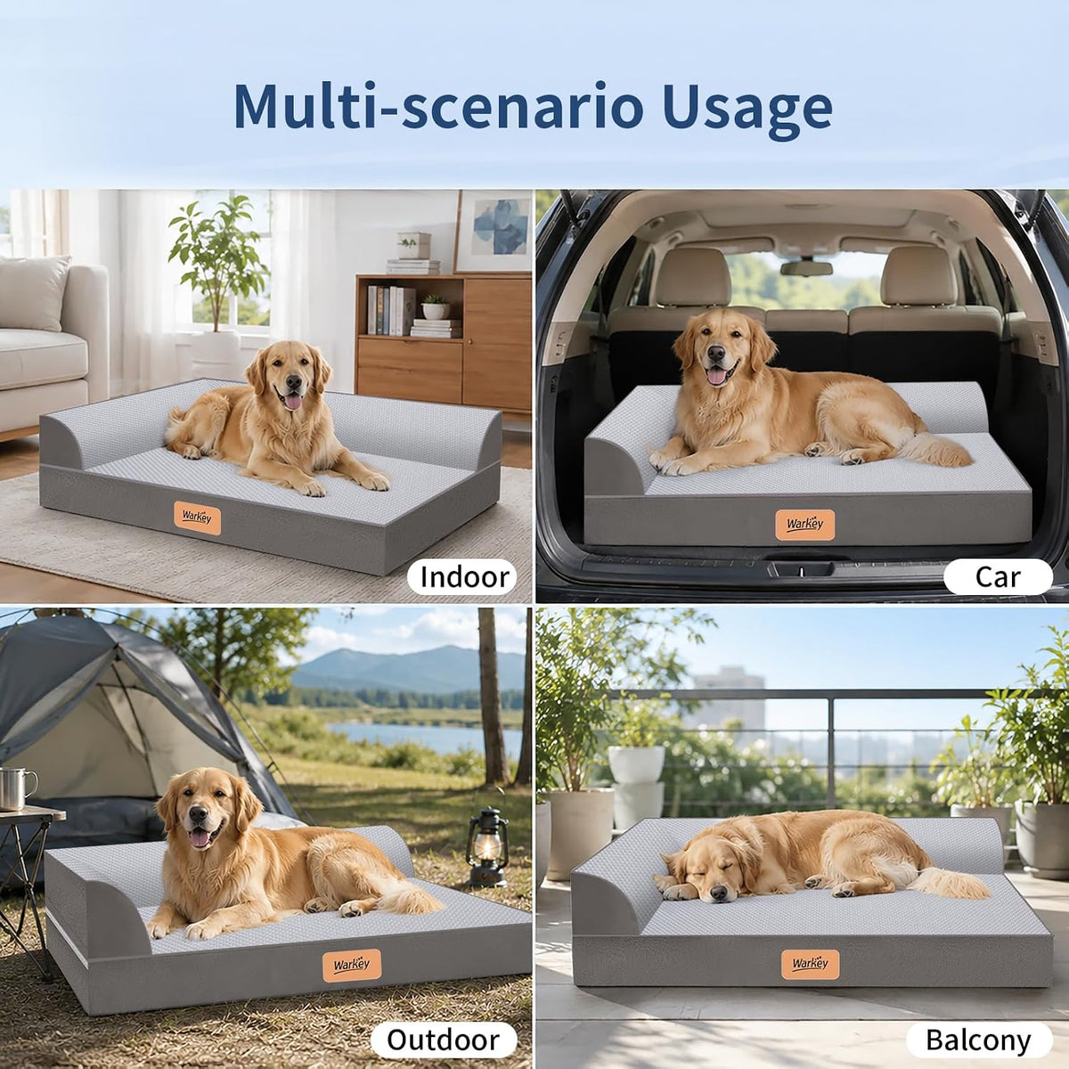 Cooling Orthopedic Dog Bed for Extra Large Dogs, Memory Foam Pet Bed with Removable Washable Cover & Non-Slip Bottom, Comfortable Dog Couch Bed for Golden Retriever, Size: 49.1"*38 * 8.1"