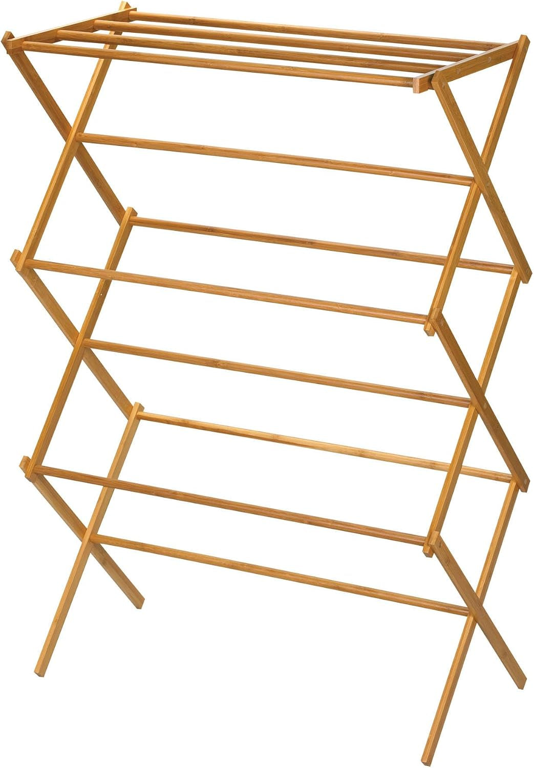 Household Essentials Bamboo Folding Clothes Drying Rack, Upscale Laundry Rack with 11 Dowels, Environmentally Friendly, Stable Frame, Shelf for Drying Flat