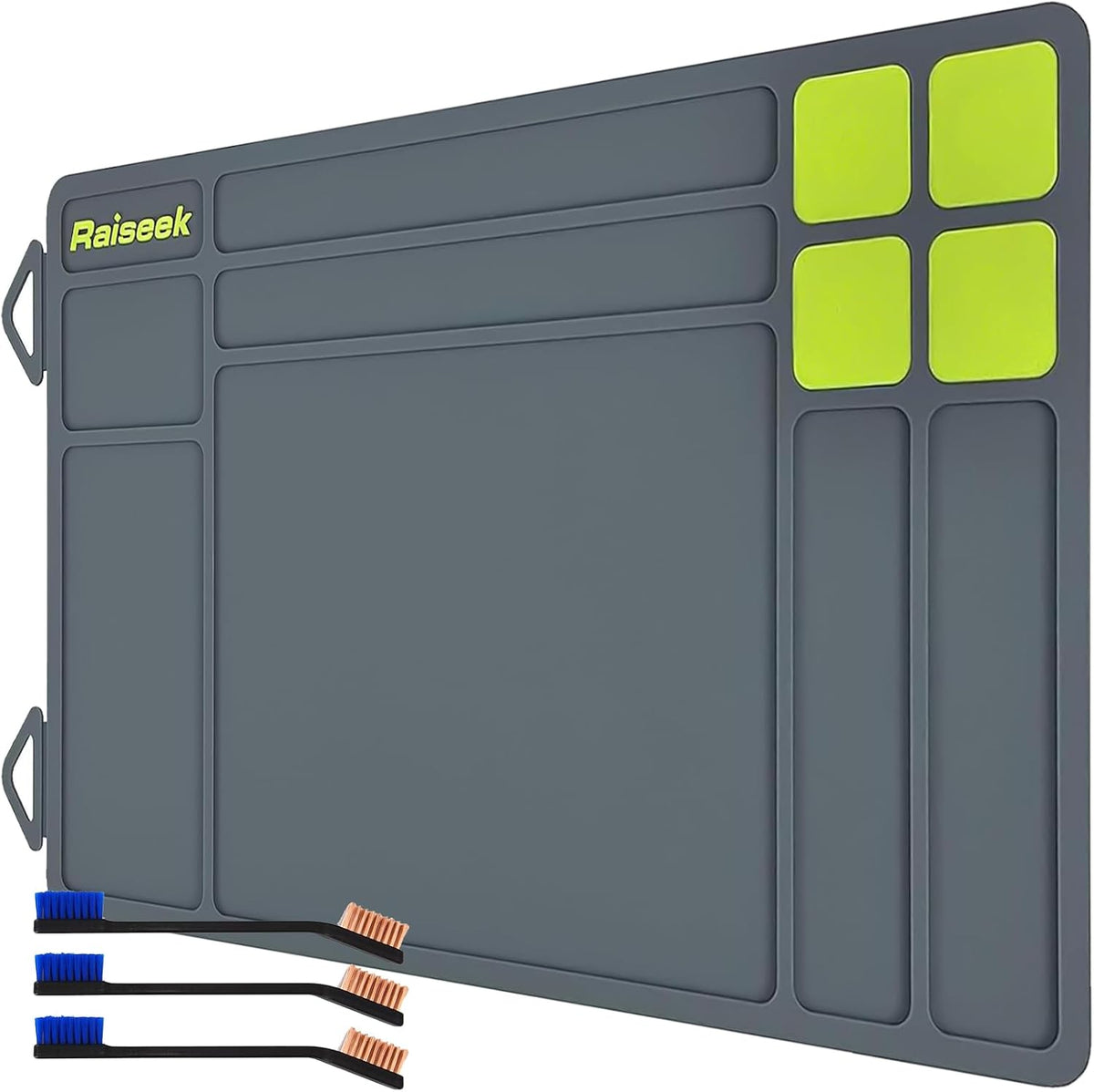 Raiseek Gun Cleaning Mat, Anti-Slip Rubberized Pistol Mat ,Magnetic Maintenance Mat with Organizer Parts Tray,Protective Workbench Mat for Gun Cleaning