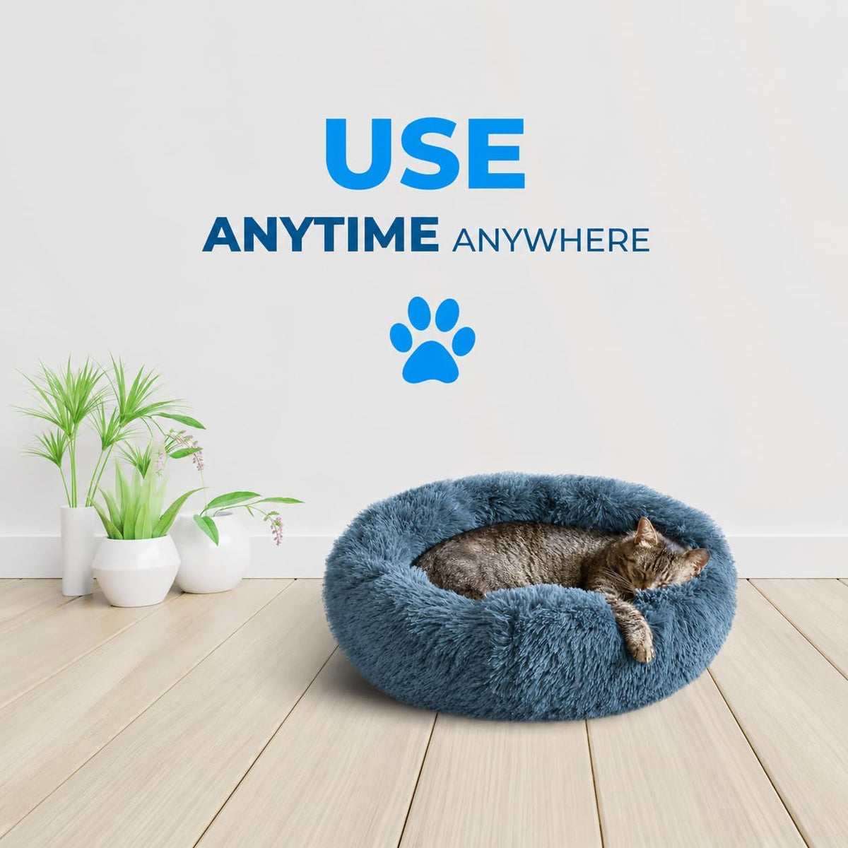 Whiskers & Friends Cat Beds for Indoor Cats & Small Dog, Fluffy Cat Bed
