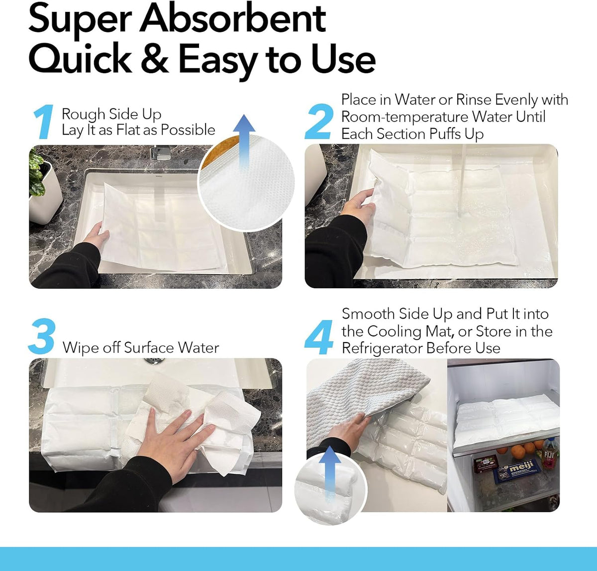 Replacement Gel Cooling Pad Insert – Refill for 2-In-1 Cooling Pet Pad, SAP Material, Fridge-Chilled, Long-Lasting Coolness for Small Dogs & Cats (Medium)