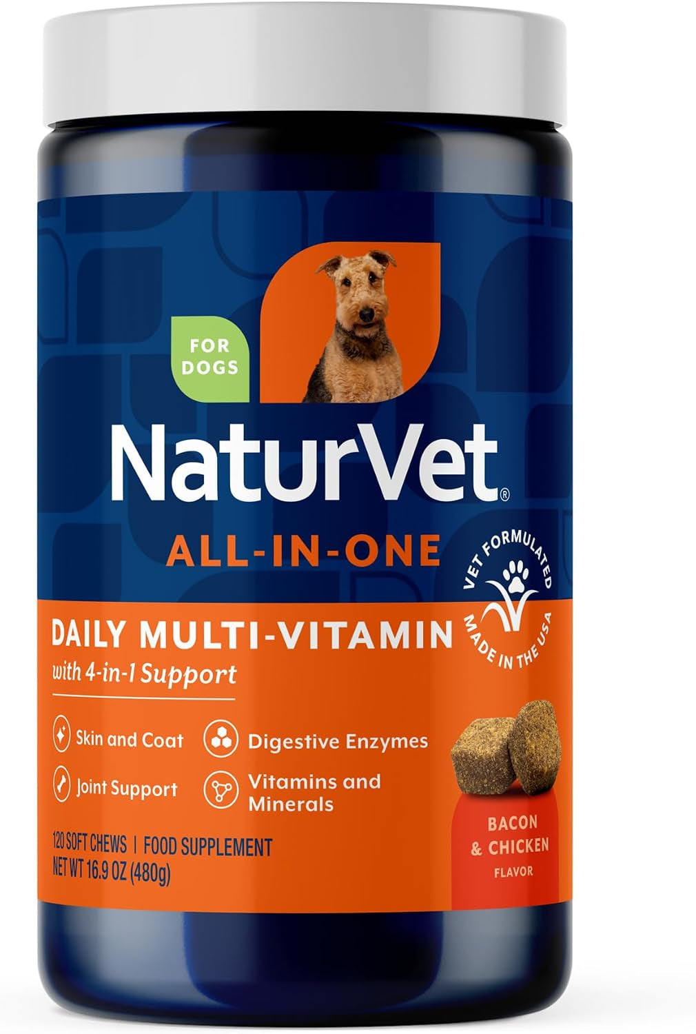 Naturvet All-In-One Dog Supplement Daily Multivitamin - 120 Soft Chews