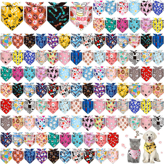 Halloween 120 Pcs Dog Bandana Bulk Pet Scarf Assorted, Cartoon