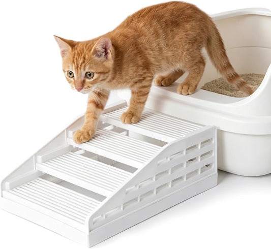 Litter Box Step, Cat Stairs with Litter Catcher