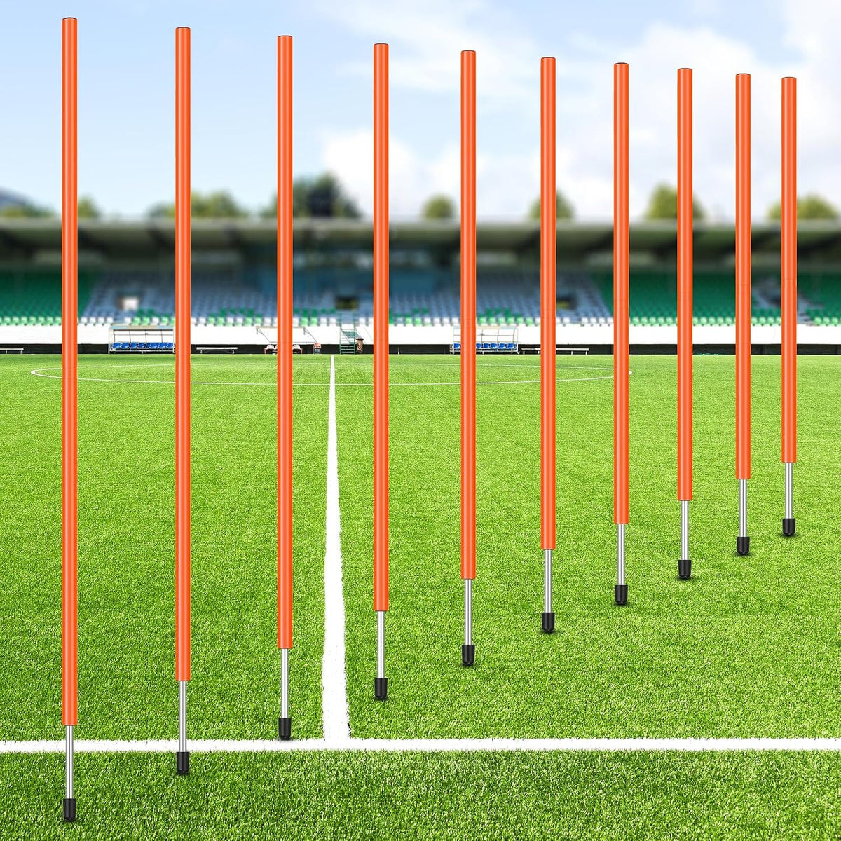 Blulu 5/10/30Pcs Training Agility Pole,5Ft Adjustable