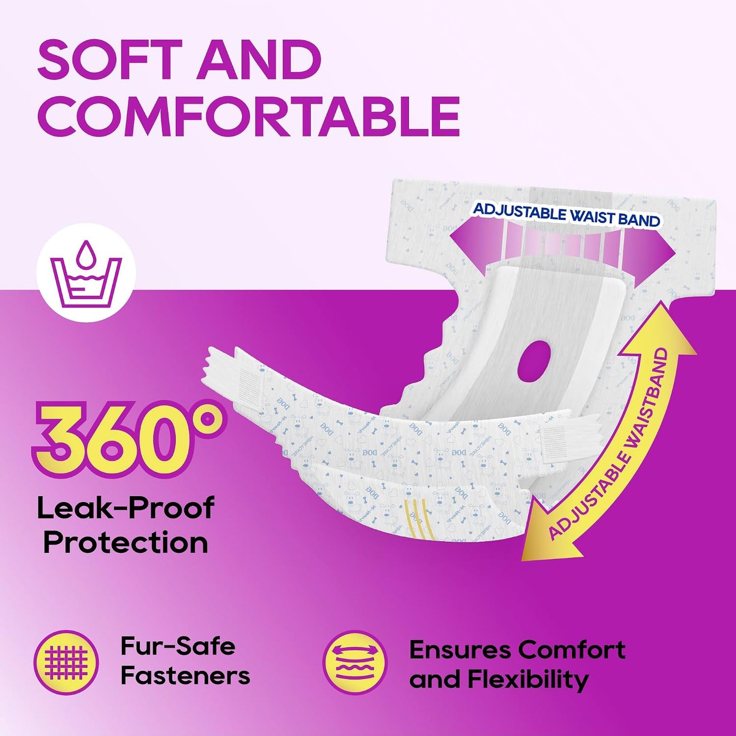 HONEY CARE All-Absorb Disposable Female Dog Diapers Extra Small Size, Improved, 50 Count, Super Absorbent, Breathable, Wetness Indicator (Pack of 1, 50 Count Total)