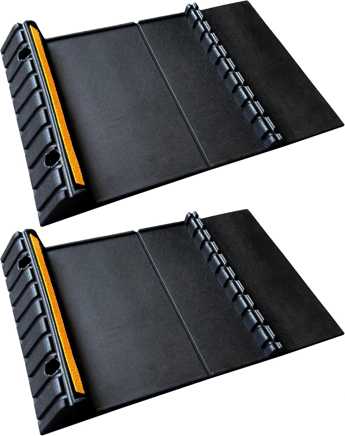Parking Mat Car Stopper for Garage Floors- Heavy Duty Rubber Parking Aids - Wheel Stop with Scatter Glass Reflective Yellow Targets for Car Garage Floor Stop Aid Indoor Outdoor, 2 Pack