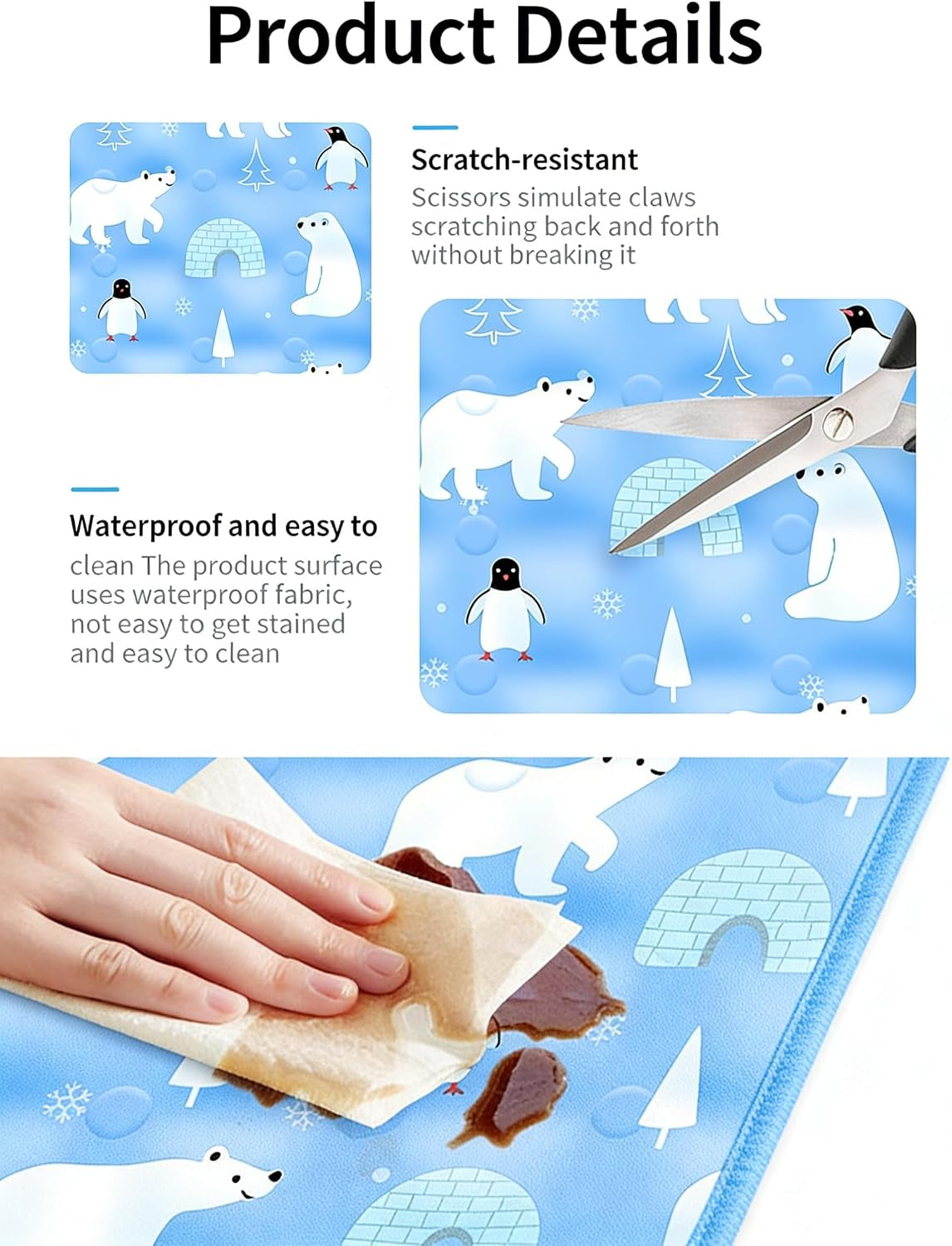 Water-Fillable Pet Cooling Mat, Pressure Activated Gel Cooling Pad for Dogs & Cats, Durable & Scratch Resistant, Perfect for Hot Weather to Prevent Overheating (88, Blue Bear, Medium)