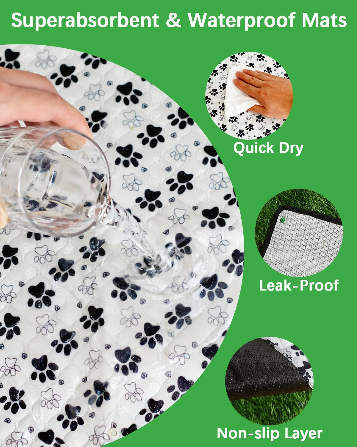 Grass Pee Pads for Dogs, 38×23", Reusable & Washable Dog Pee Pad for Large Pet, Replacement Puppy Training Turf Mat, Dog Potty Pad Artificial Grass, Indoor, Porch, Balcony, Patio, Travel
