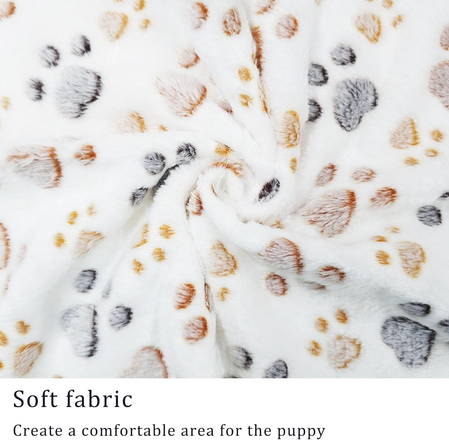 1 Pack 3 Blankets Super Soft Fluffy Premium Fleece Pet Blanket Flannel Paw Printed Throw for Dog Puppy Cat (Small 23X16'', Brown, Pink, White)