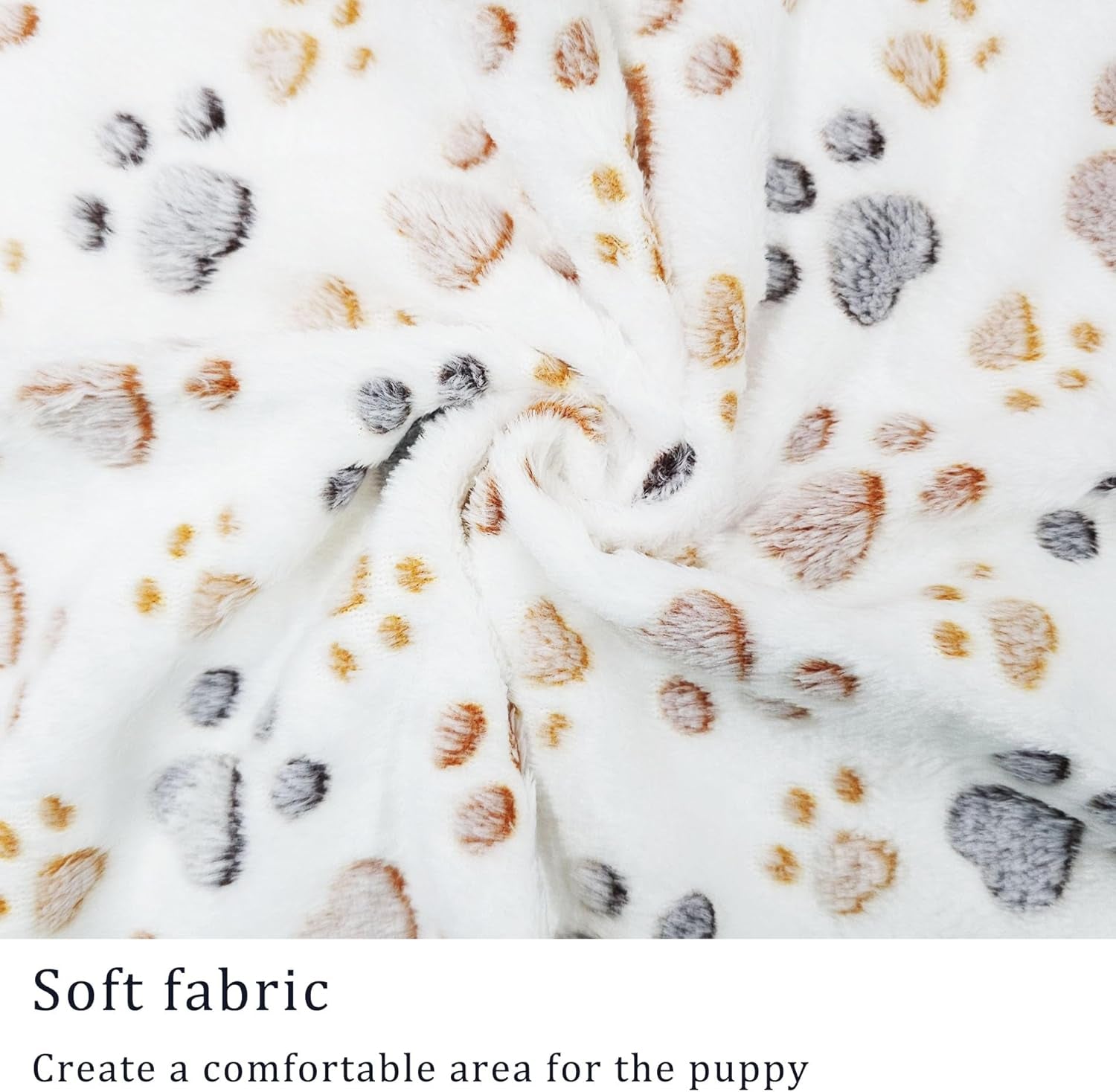 1 Pack 3 Blankets Super Soft Fluffy Premium Fleece Pet Blanket Flannel Paw Printed Throw for Dog Puppy Cat (Small 23X16'', Brown, Pink, White)